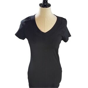 Women's Splash Black Short Sleeve V-Neck Tee S